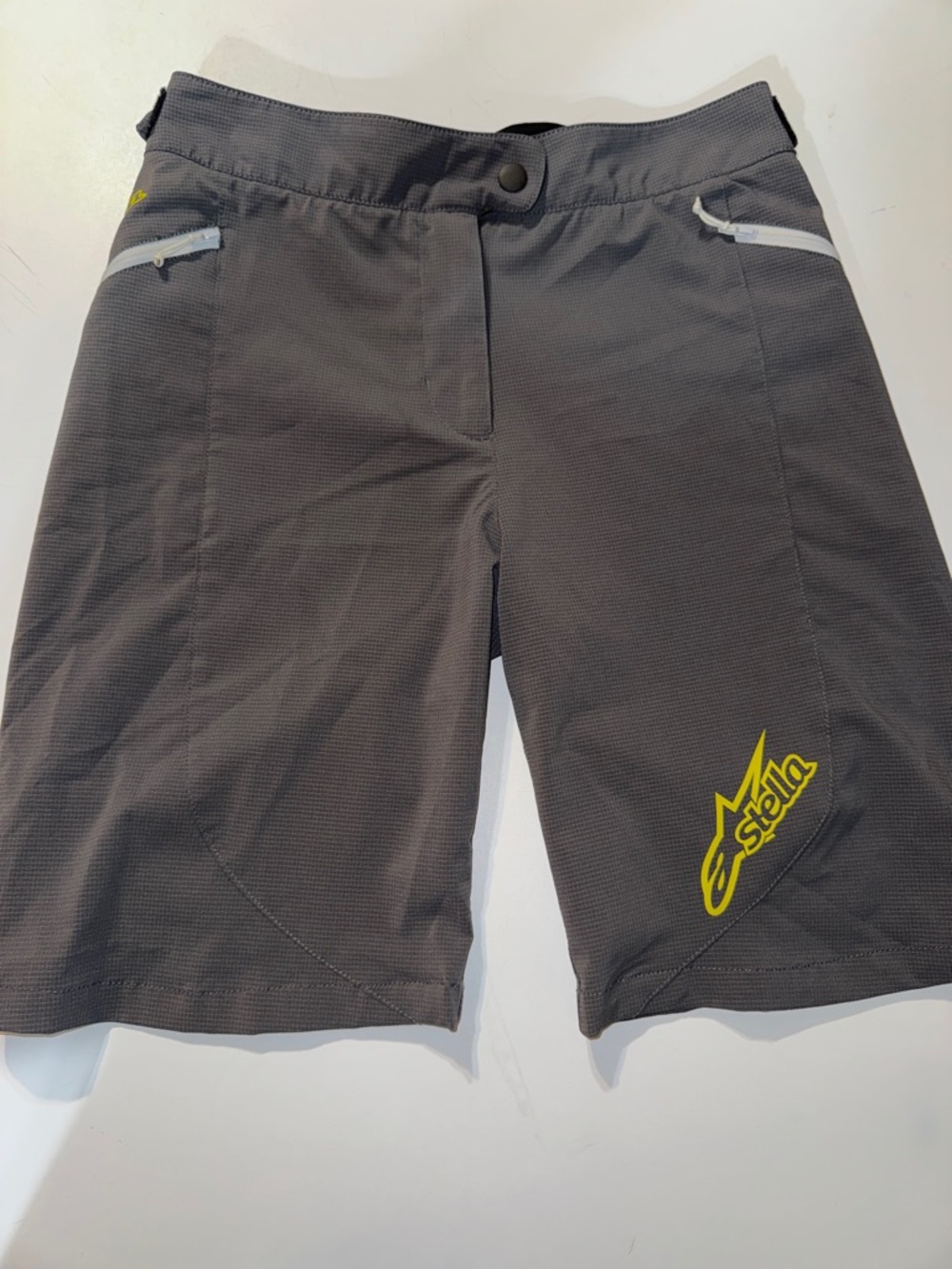 Stella Gray Active Shorts with Acid Yellow‎ Logo size 28